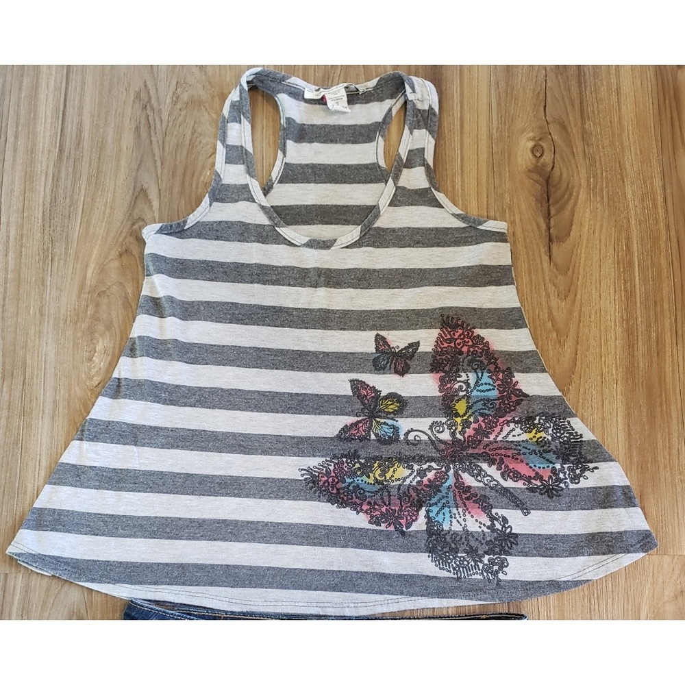 American Rag Butterfly stripped top - Picture 3 of 7